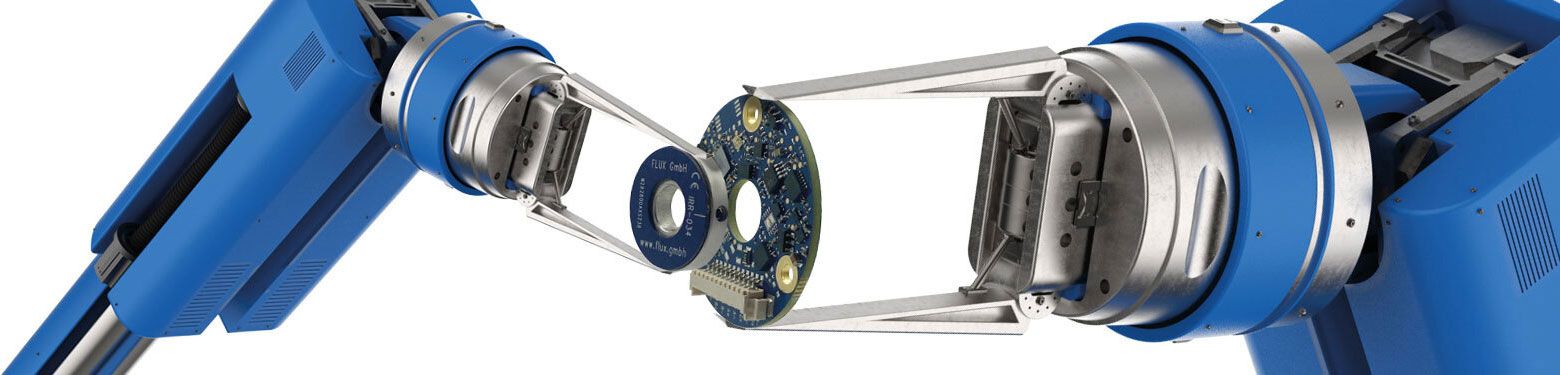 INDUCTIVE encoder banner showcasing FLUX INDUCTIVE rotary encoders for precise motion control.